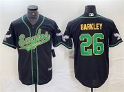 Cheap Men's Philadelphia Eagles #26 Saquon Barkley Black Gold Cool Base Baseball Stitched Jersey