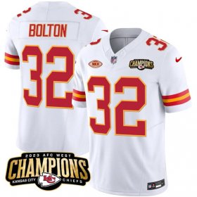 Cheap Men\'s Kansas City Chiefs #32 Nick Bolton White 2023 F.U.S.E. AFC West Champions With NKH Patch Vapor Untouchable Limited Football Stitched Jersey
