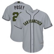 Wholesale Cheap Giants #28 Buster Posey Grey New Cool Base 2018 Memorial Day Stitched MLB Jersey