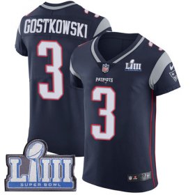 Wholesale Cheap Nike Patriots #3 Stephen Gostkowski Navy Blue Team Color Super Bowl LIII Bound Men\'s Stitched NFL Vapor Untouchable Elite Jersey
