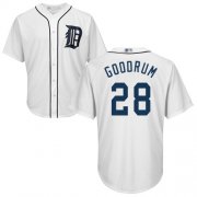 Wholesale Cheap Tigers #28 Niko Goodrum White New Cool Base Stitched MLB Jersey