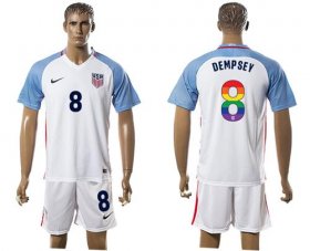 Wholesale Cheap USA #8 Dempsey White Rainbow Soccer Country Jersey