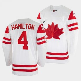 Wholesale Cheap Men\'s Dougie Hamilton Canada Hockey White 2022 Beijing Winter Olympic #4 Home Jersey