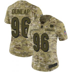 Wholesale Cheap Nike Bengals #96 Carlos Dunlap Camo Women\'s Stitched NFL Limited 2018 Salute to Service Jersey