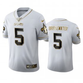 Wholesale Cheap New Orleans Saints #5 Teddy Bridgewater Men\'s Nike White Golden Edition Vapor Limited NFL 100 Jersey