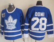 Wholesale Cheap Maple Leafs #28 Tie Domi Blue 75th CCM Throwback Stitched NHL Jersey