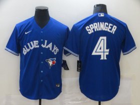 Wholesale Cheap Men\'s Toronto Blue Jays #4 George Springer Blue Stitched MLB Cool Base Nike Jersey