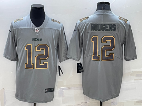 Wholesale Men\'s Green Bay Packers #12 Aaron Rodgers Grey Atmosphere Fashion 2022 Vapor Untouchable Stitched Limited Jersey