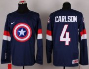 Wholesale Cheap Olympic Team USA #4 John Carlson Navy Blue Captain America Fashion Stitched NHL Jersey