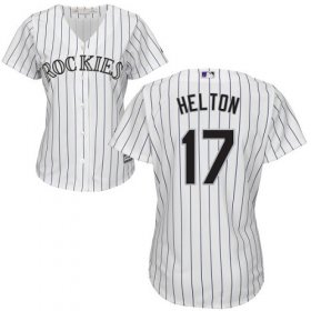 Wholesale Cheap Rockies #17 Todd Helton White Strip Home Women\'s Stitched MLB Jersey