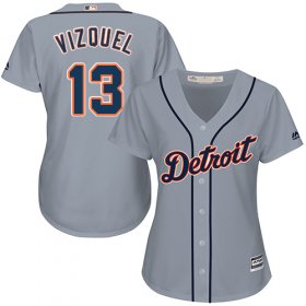 Wholesale Cheap Tigers #13 Omar Vizquel Grey Road Women\'s Stitched MLB Jersey