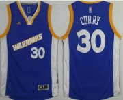 Wholesale Cheap Men's Golden State Warriors #30 Stephen Curry Blue Retro Stitched 2016 NBA Revolution 30 Swingman Jersey