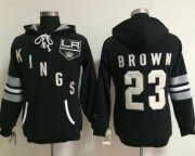 Wholesale Cheap Los Angeles Kings #23 Dustin Brown Black Women's Old Time Heidi NHL Hoodie