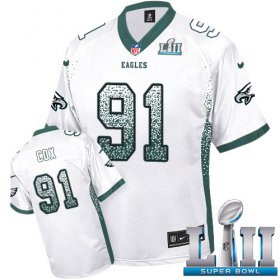 Wholesale Cheap Nike Eagles #91 Fletcher Cox White Super Bowl LII Men\'s Stitched NFL Elite Drift Fashion Jersey
