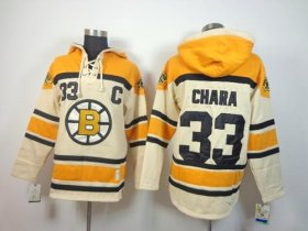 Wholesale Cheap Bruins #33 Zdeno Chara Cream Sawyer Hooded Sweatshirt Stitched NHL Jersey