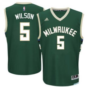 Wholesale Cheap Men\'s Milwaukee Bucks #5 D.J. Wilson adidas Green 2017 NBA Draft Pick Replica Jersey
