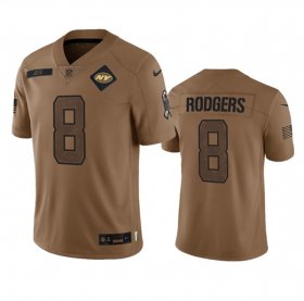 Wholesale Cheap Men\'s New York Jets #8 Aaron Rodgers 2023 Brown Salute To Service Limited Football Stitched Jersey