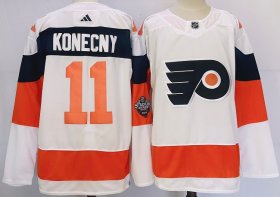 Cheap Men\'s Philadelphia Flyers #11 Travis Konecny White 2024 Stadium Series Stitched Jersey