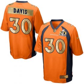 Wholesale Cheap Nike Broncos #30 Terrell Davis Orange Team Color Men\'s Stitched NFL Game Super Bowl 50 Collection Jersey