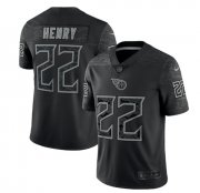 Wholesale Cheap Men's Tennessee Titans #22 Derrick Henry Black Reflective Limited Stitched Football Jersey