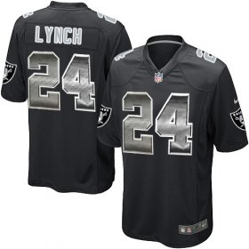 Wholesale Cheap Nike Raiders #24 Marshawn Lynch Black Team Color Men\'s Stitched NFL Limited Strobe Jersey