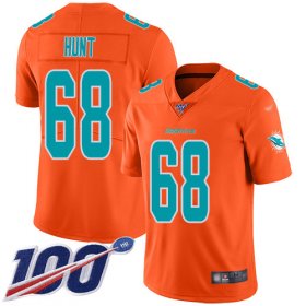 Wholesale Cheap Nike Dolphins #68 Robert Hunt Orange Men\'s Stitched NFL Limited Inverted Legend 100th Season Jersey