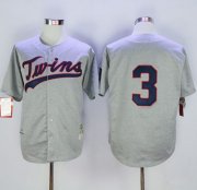 Wholesale Cheap Mitchell And Ness 1969 Twins #3 Harmon Killebrew Grey Throwback Stitched MLB Jersey