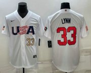 Cheap Men's USA Baseball #33 Lance Lynn Number 2023 White World Baseball Classic Stitched Jerseys