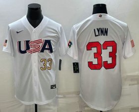 Cheap Men\'s USA Baseball #33 Lance Lynn Number 2023 White World Baseball Classic Stitched Jerseys