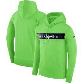 Wholesale Cheap Men\'s Seattle Seahawks Nike Neon Green Sideline Team Performance Pullover Hoodie