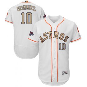 Wholesale Cheap Astros #10 Yuli Gurriel White FlexBase Authentic 2018 Gold Program Cool Base Stitched MLB Jersey