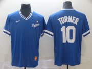 Wholesale Cheap Men Los Angeles Dodgers 10 Turner Blue Game Throwback Nike 2022 MLB Jersey