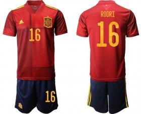 Wholesale Cheap Men 2020-2021 European Cup Spain home red 16 Adidas Soccer Jersey
