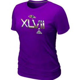Wholesale Cheap Women\'s Baltimore Ravens 2012 Super Bowl XLVII On Our Way T-Shirt Purple