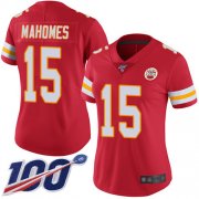 Wholesale Cheap Nike Chiefs #15 Patrick Mahomes Red Team Color Women's Stitched NFL 100th Season Vapor Limited Jersey