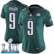 Wholesale Cheap Nike Eagles #9 Nick Foles Midnight Green Team Color Super Bowl LII Women's Stitched NFL Vapor Untouchable Limited Jersey