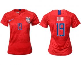 Wholesale Cheap Women\'s USA #19 Dunn Away Soccer Country Jersey
