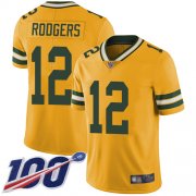 Wholesale Cheap Nike Packers #12 Aaron Rodgers Yellow Men's Stitched NFL Limited Rush 100th Season Jersey