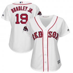 Wholesale Cheap Boston Red Sox #19 Jackie Bradley Jr. Majestic Women\'s 2018 World Series Champions Team Logo Player Jersey White
