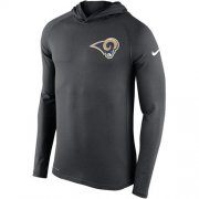 Wholesale Cheap Men's Los Angeles Rams Nike Charcoal Stadium Touch Hooded Performance Long Sleeve T-Shirt