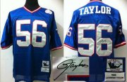 Wholesale Cheap Mitchell And Ness Autographed Giants #56 Lawrence Taylor Blue Stitched Throwback NFL Jersey
