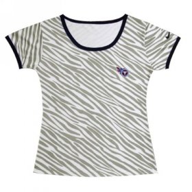 Wholesale Cheap Women\'s Nike Tennessee Titans Chest Embroidered Logo Zebra Stripes T-Shirt