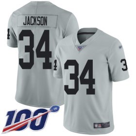 Wholesale Cheap Nike Raiders #34 Bo Jackson Silver Men\'s Stitched NFL Limited Inverted Legend 100th Season Jersey