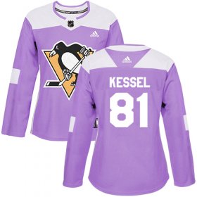 Wholesale Cheap Adidas Penguins #81 Phil Kessel Purple Authentic Fights Cancer Women\'s Stitched NHL Jersey
