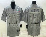 Cheap Men's Philadelphia Eagles #11 AJ Brown Grey Super Bowl LVII Patch Stitched Jersey