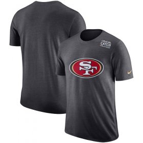 Wholesale Cheap NFL Men\'s San Francisco 49ers Nike Anthracite Crucial Catch Tri-Blend Performance T-Shirt