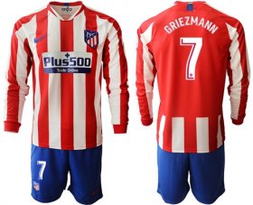 Wholesale Cheap Atletico Madrid #7 Griezmann Home Long Sleeves Soccer Club Jersey