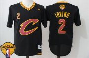 Wholesale Cheap Men's Cleveland Cavaliers Kyrie Irving #2 2016 The NBA Finals Patch New Black Short-Sleeved Jersey