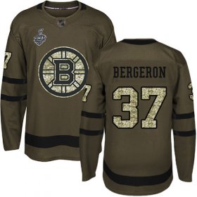 Wholesale Cheap Adidas Bruins #37 Patrice Bergeron Green Salute to Service Stanley Cup Final Bound Stitched NHL Jersey