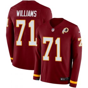 Wholesale Cheap Nike Redskins #71 Trent Williams Burgundy Red Team Color Men\'s Stitched NFL Limited Therma Long Sleeve Jersey